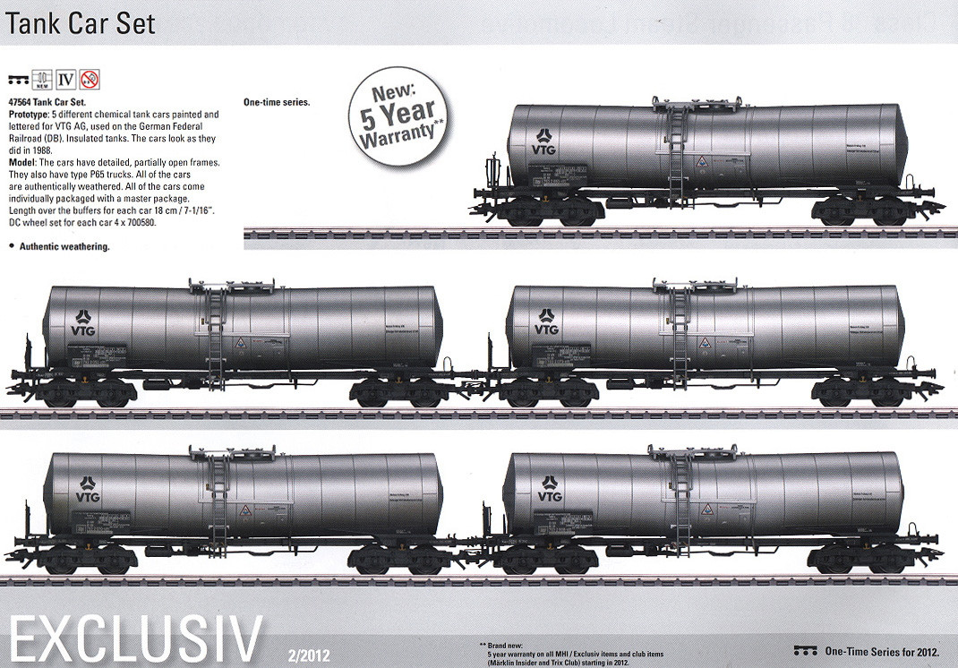 M47564  2012 Qtr.4 VTG AG Tank 5-Car Set (EX) Category: H0 Car Sets (HO Scale)
