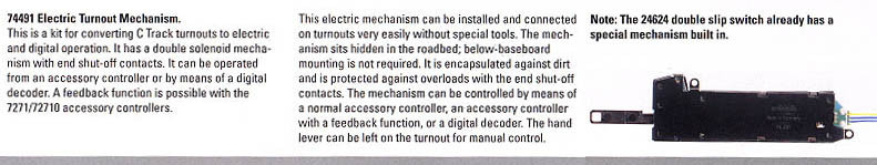 M74491  2011 Qtr. 2 Electric Turnout Mechanism C Track
