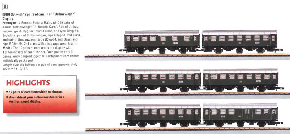 M87060  2010 Qtr.2 Pairs of Cars (Z Scale) - Price is for 3 Representative Pair