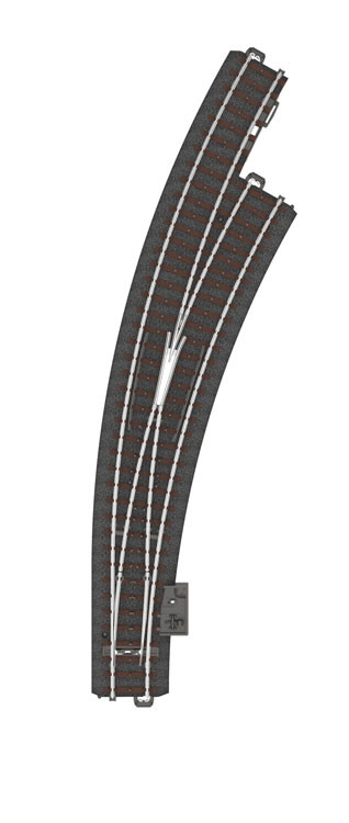 24772 C-Track -- Wide Radius Curved Turnout - 20 1/4' 515mm - Right Hand