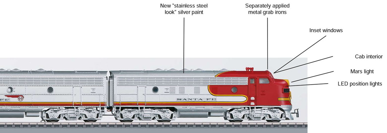 W441-26496  Super Chief Train-Only Set - 3-Rail w/Sound & Digital -- Santa Fe