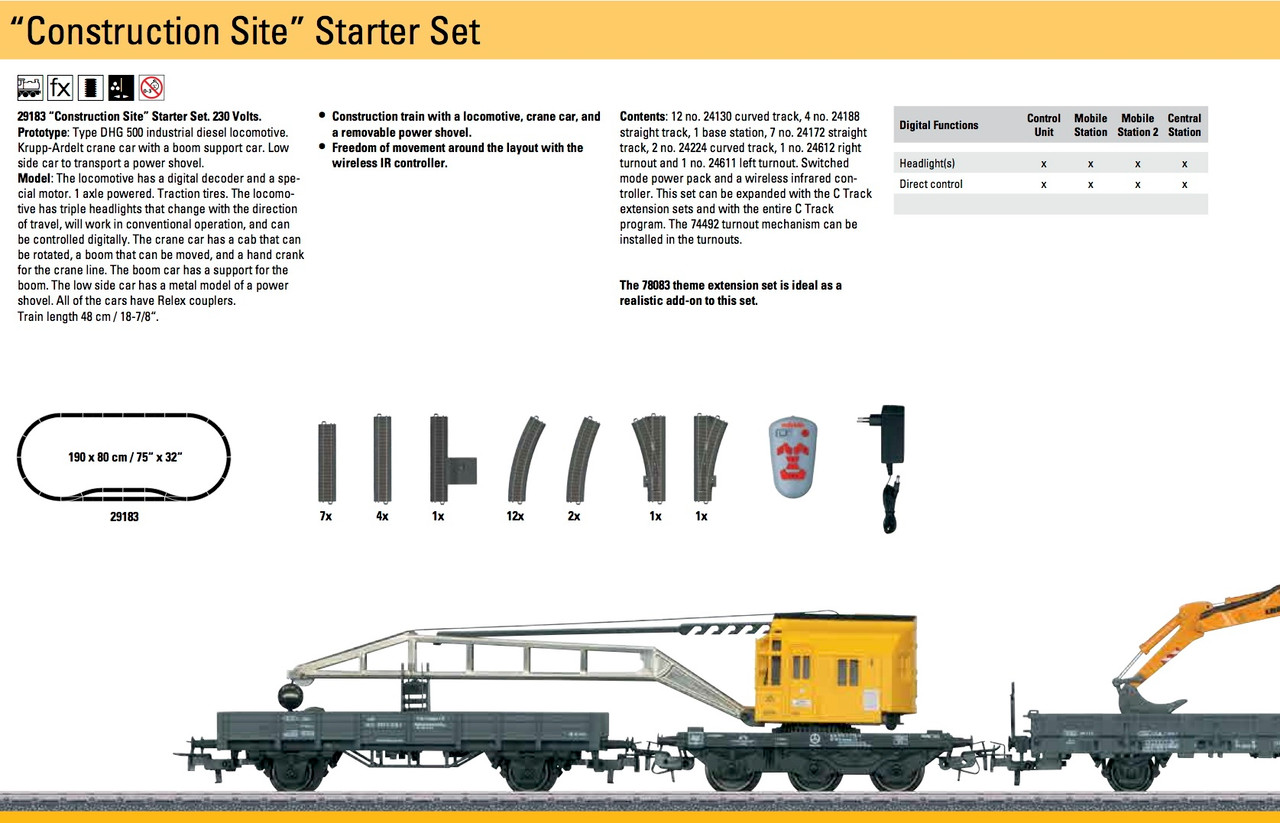W441-29183  Construction Starter Set w/Digital & Infrared Controller