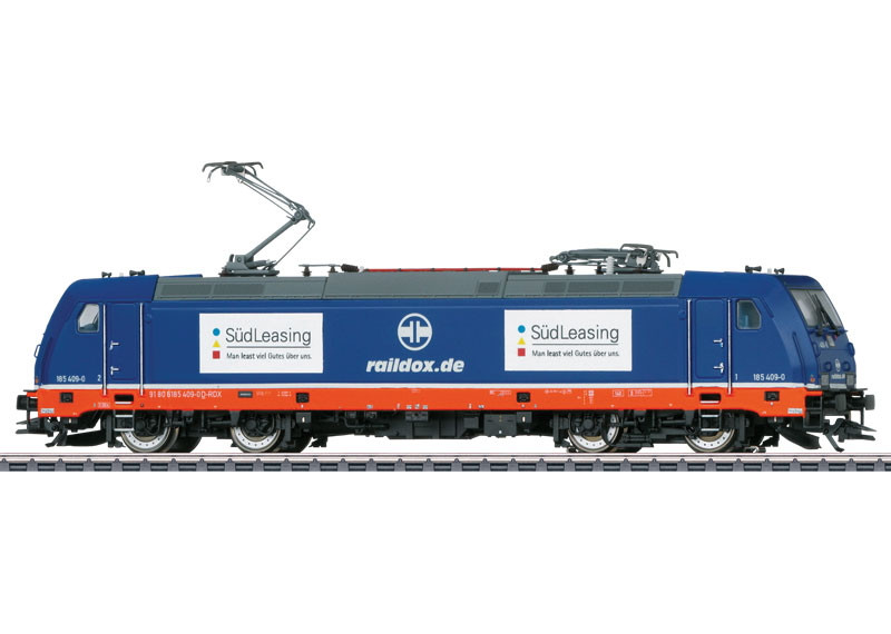 W441-37857  Traxx Class 185.4 Electric 3-Rail w/Sound & Digital - Exclusiv -- Raildox #185 409-0 (Era VI, blue, gray, red)