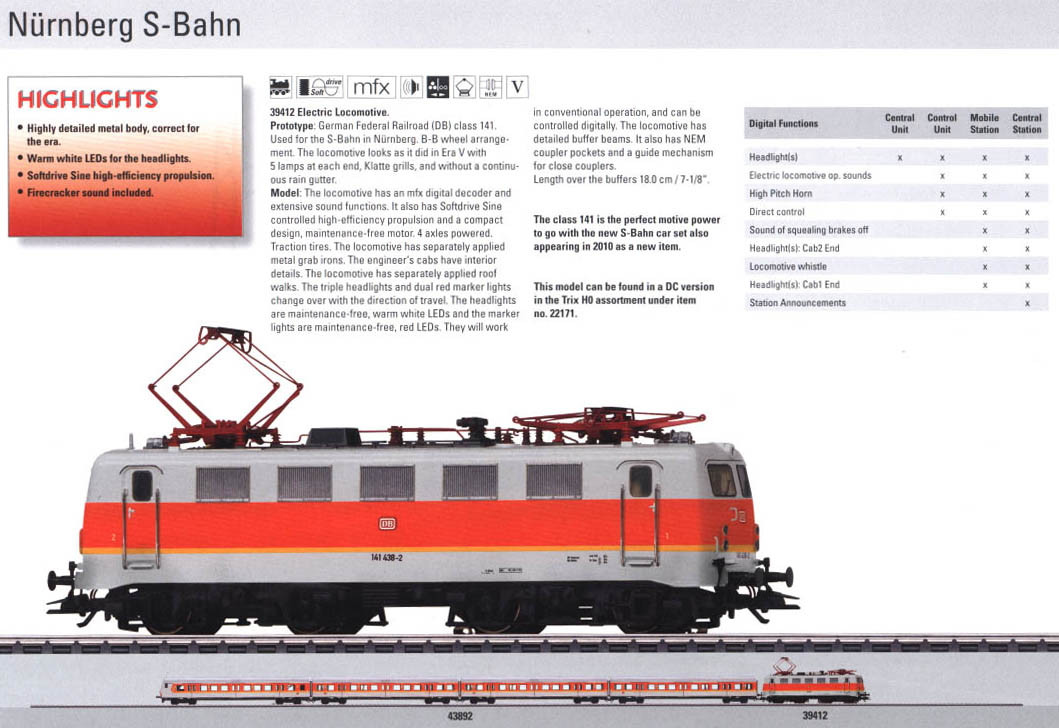 W441-39412  Electric Class 141 Loco w/Sound Powered Digital -- German Feseral Railroad (S-Bahn)