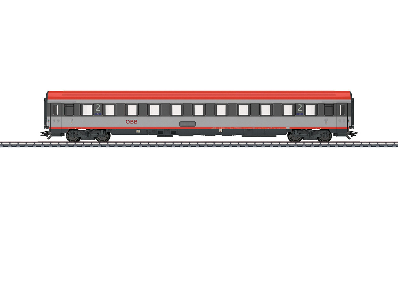 42743 Type Bmz 2nd Class Coach - 3-Rail - Ready to Run -- Austrian Federal Railroad 1 (Era VI 2012, red, gray)