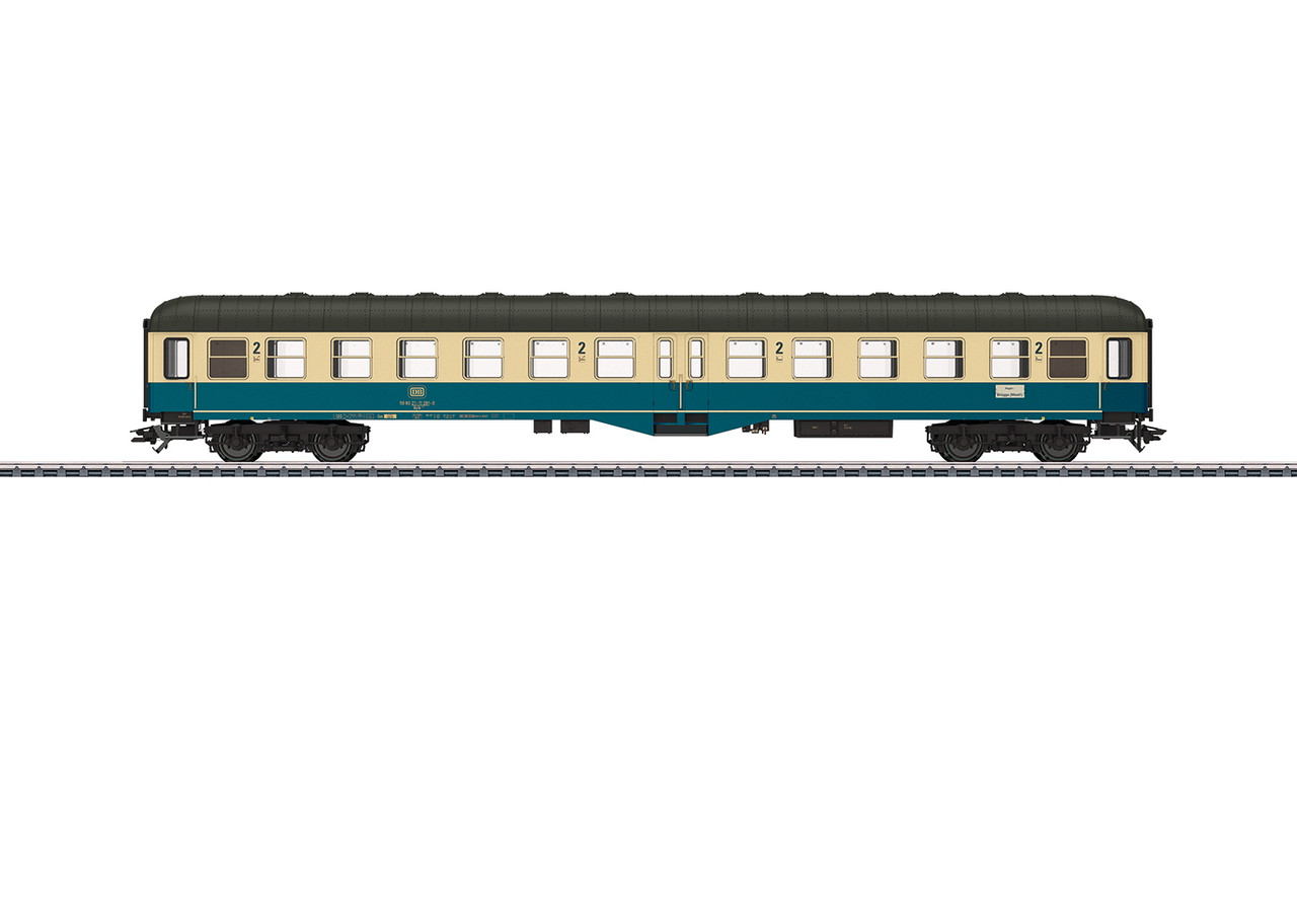 43165 Type Bylb 421 2nd Class Coach - 3-Rail - Ready to Run -- German Federal Railroad DB (Era IV 1984, ocean blue, ivory, gray)