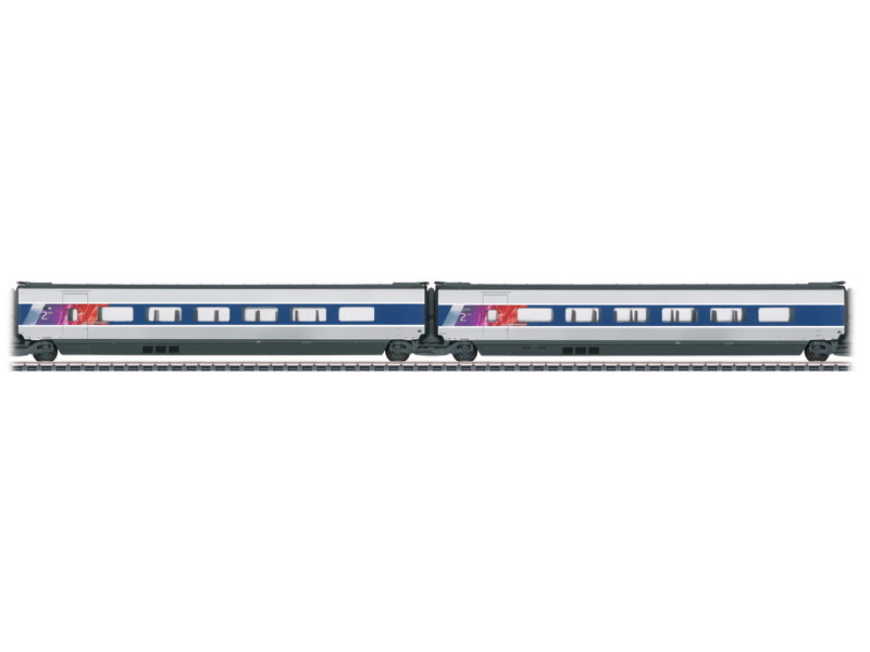 W441-43436  TGV POS 2nd Class Intermediate R6/R7 2-Car Add-On Set - 3-Rail Ready to Run -- French State Railways SNCF #4415 (Era VI 2012; orange, gray, white)