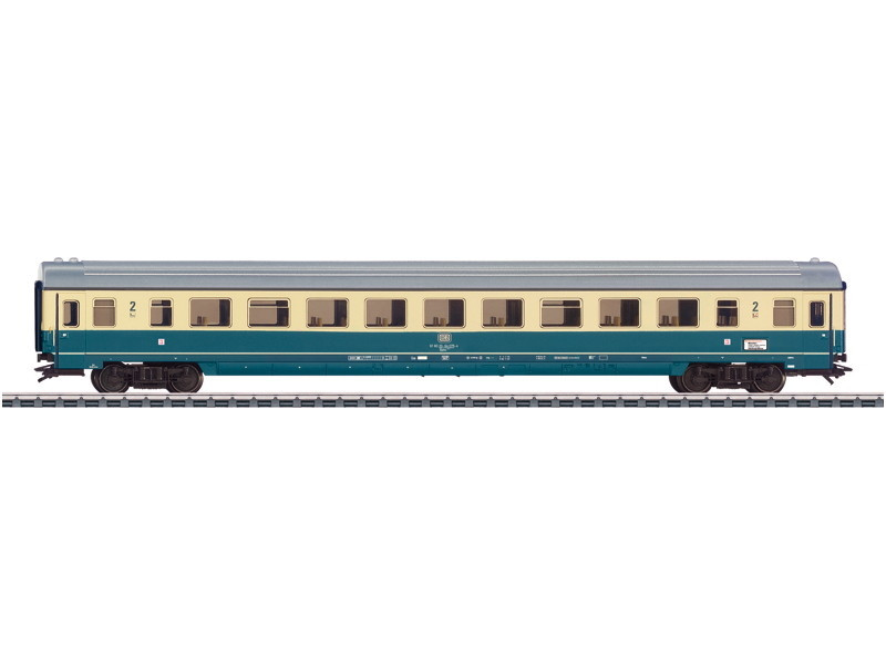 W441-43875  Type Bpmz 291.2 2nd Class Coach - 3-Rail - Ready to Run -- German Federal Railroad DB (Era IV 1983, Ocean Blue, ivory)