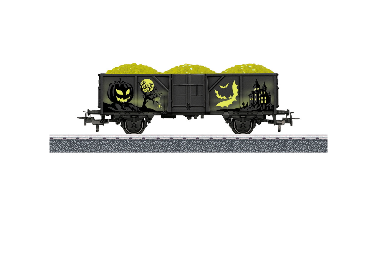 44232 Gondola with Load - 3-Rail - Ready to Run - Start-Up -- Halloween (black,
