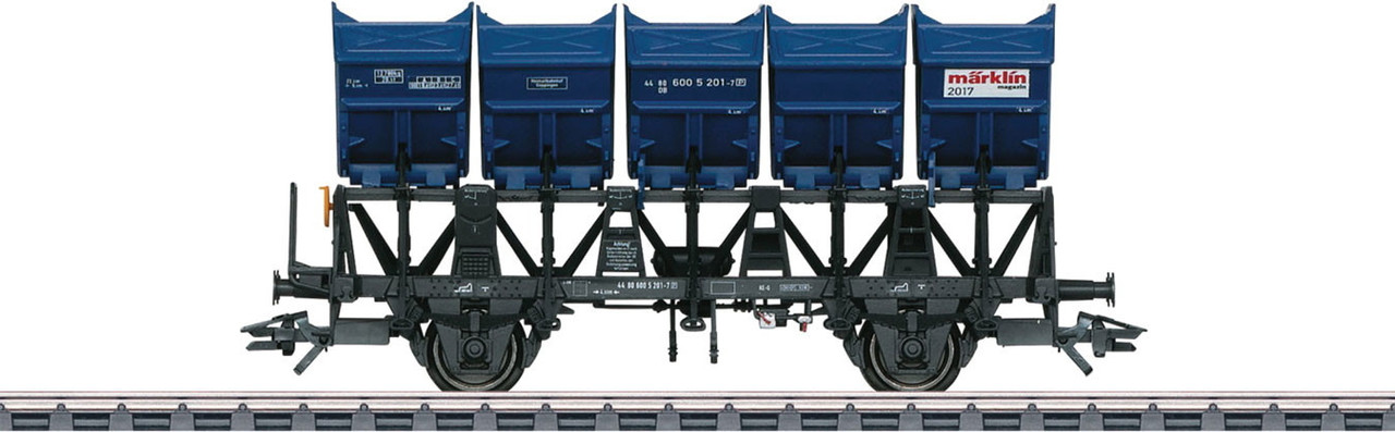 W441-48517  Type F-z 120 2-Axle Dump Car - 3-Rail Ready to Run -- 2017 Marklin Magazine Car (black, blue)