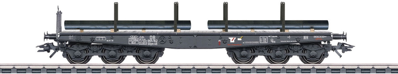 W441-48688  Type SSym 46 Heavy-Duty Flatcar w/Steel Billet Load - 3-Rail Ready to Run -- German Federal Railroad DB (Era III, gray)