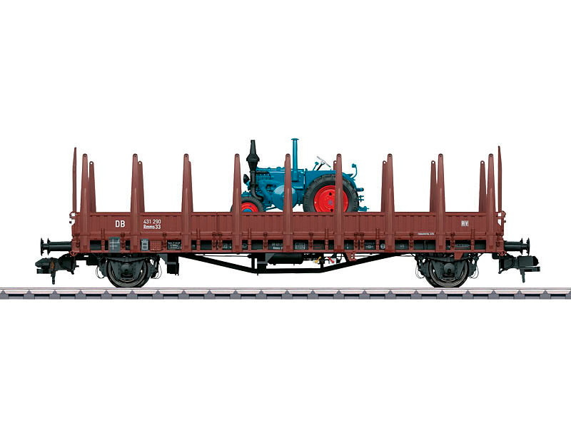 58846 Rmms 33 Ulm Low-Side Gondola w/Stake & Lanz Tractor Load - Ready to Run -- German State Railroad DR #1 (Era III, Boxcar Red)
