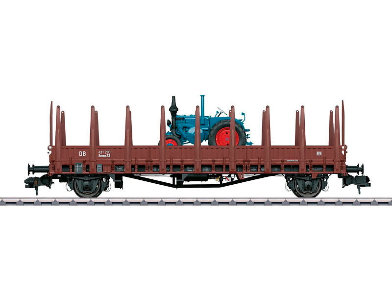 58847 Rmms 33 Ulm Low-Side Gondola w/Stake & Lanz Tractor Load - Ready to Run -- German State Railroad DR #431 290 (Era III, Boxcar Red)