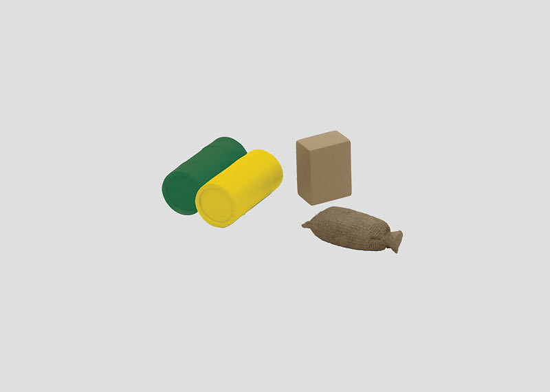 W441-72250  Freight Car Load Set - My World -- Includes Barrels, Packages & Sacks