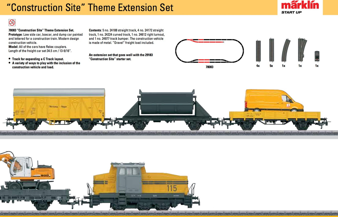 78083 Construction Site Extension Set - 3-Rail - Ready to Run - My World -- Construction Train (yellow, black)