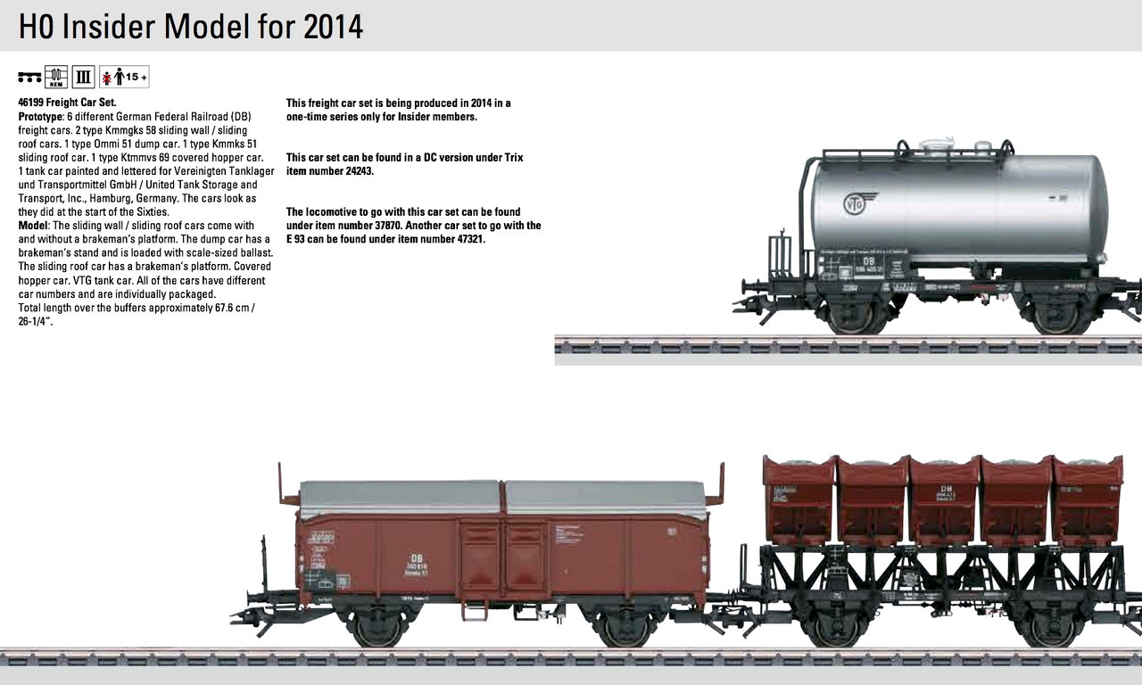 M46199  Wholesale Pricing! Freight Car Set to go with E93 DB (HO Scale)