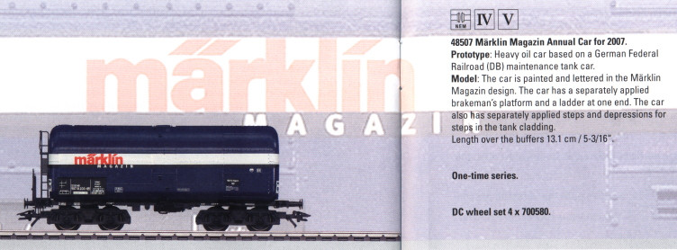 M48507  Wholesale Pricing!   2007 (September) Marklin Magazin Annual HO Car Set