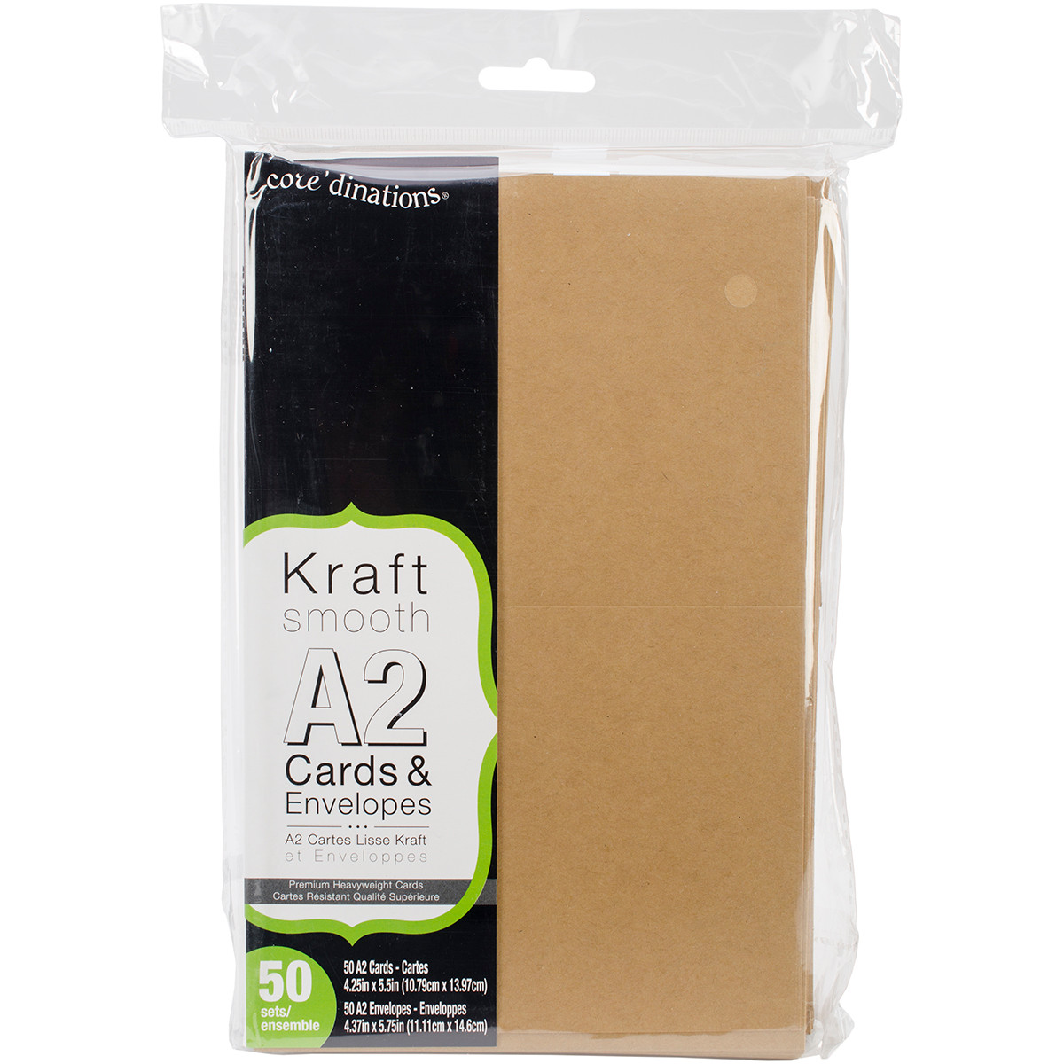 121083 A2 CARDS/ENVELP 50PK-KRAFT