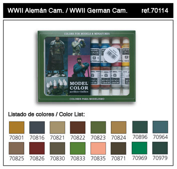 17ml Bottle WWII German Camouflage Model Color Paint Set (16 Colors)