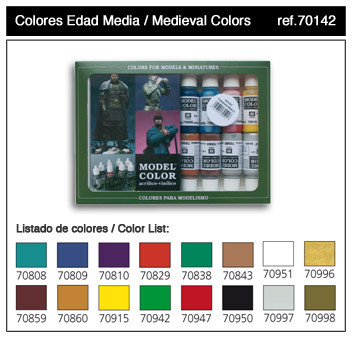17ml Bottle Medieval Model Color Paint Set (16 Colors)