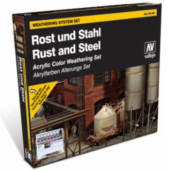 17ml Bottle Rust & Steel Model Color Paint Set (8 Colors & Pigment)