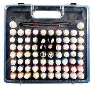 Basic Model Color Paint Set in Plastic Storage Case (72 Colors & Brushes)