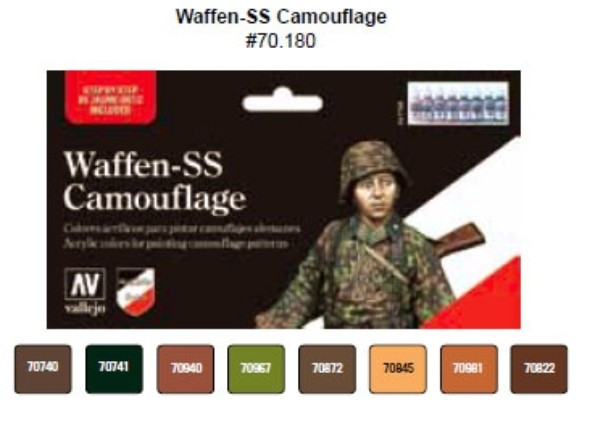 17ml Bottle Waffen SS Camouflage Model Color Paint Set (8 Colors)
