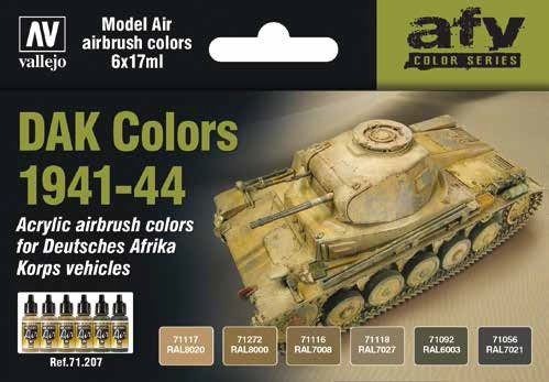 17ml Bottle DAK Vehicle Colors 1941-1944 Model Air Paint Set (6 Colors)