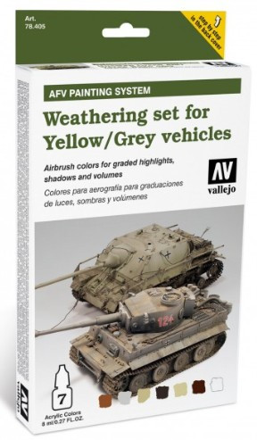 8ml Bottle Yellow/Grey Vehicles AFV Weathering Set (7 Colors)