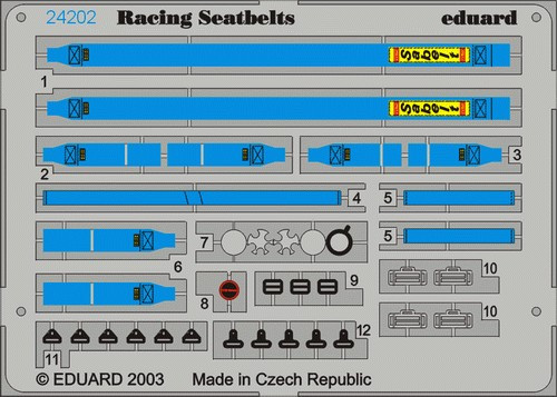 1/24 Racing Car Seatbelts- Sabelt 6-Points Blue (Painted)