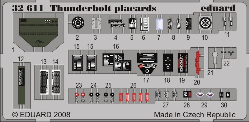 1/32 Aircraft- P47D Placards for TSM (Painted Self Adhesive)