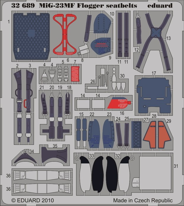 1/32 Aircraft- Seatbelts MiG23 Flogger for TSM (Painted)