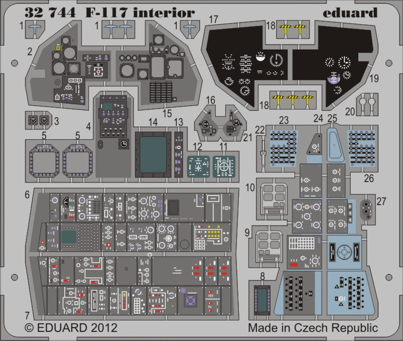 1/32 Aircraft- F117 Interior for TSM (Painted Self Adhesive)