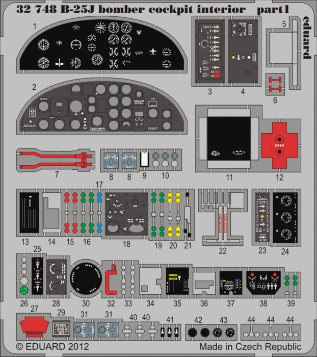 1/32 Aircraft- B25J Cockpit Interior for HKM (Painted Self Adhesive)