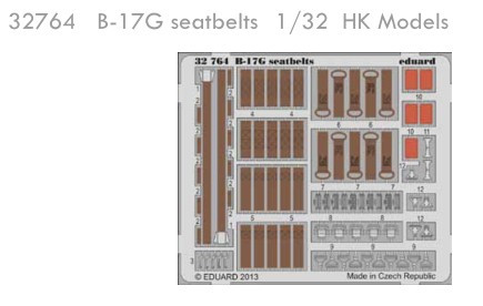 1/32 Aircraft- Seatbelts B17G for HKM (Painted)