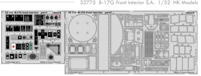 1/32 Aircraft- B17G Front Interior for HKM (Painted Self Adhesive)