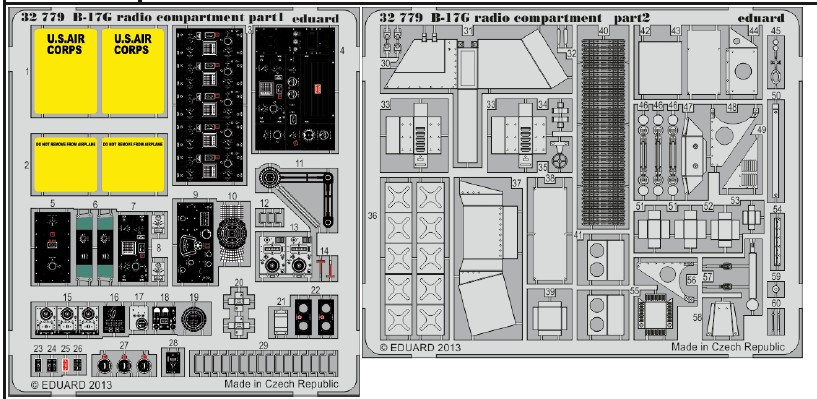1/32 Aircraft- B17G Radio Compartment for HKM (Painted Self Adhesive)