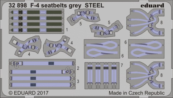 1/32 Aircraft- Seatbelts F4 Grey Steel (Painted)