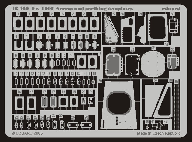 1/48 Aircraft- Fw190F Scribing Templates & Acc (D)