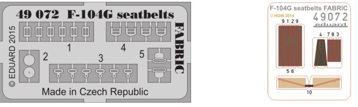 1/48 Aircraft- Seatbelts Fabric-Type F104G for EDU & HSG (Painted)