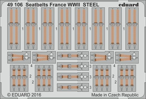 1/48 Aircraft- Seatbelts France Steel WWII (Painted)