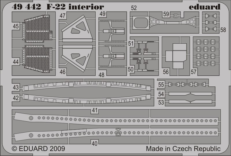 1/48 Aircraft- F22 Interior for ACY (Painted Self Adhesive) (D)