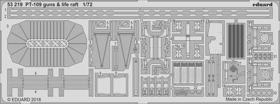 1/72 Ship- PT109 Guns & Life Raft for RMX