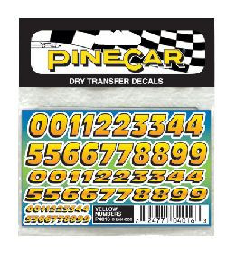 P4016 Yellow Numbers Dry Transfer - 2012 Season