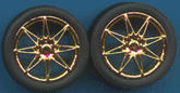 PGH-1256  1/24-1/25 Diamantes Gold Rims w/Tires (4) (D)