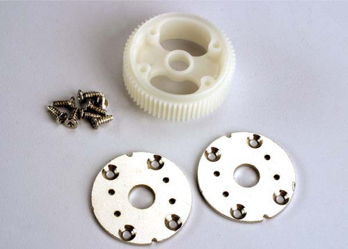 Gear, main differential (48-pitch)/metal side plates (2) self-tapping screws (8)
