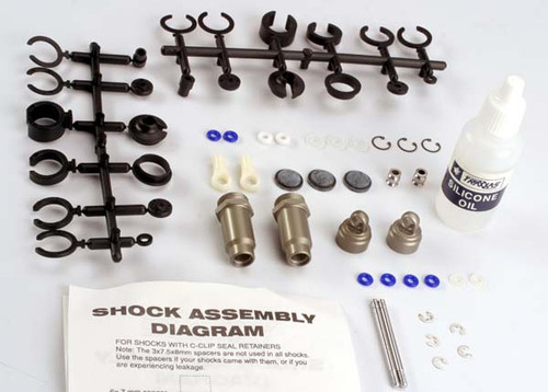 Big Bore shocks (medium) (hard-anodized and PTFE-coated T6 aluminum)  (assembled with TiN shafts) w/o springs (2)