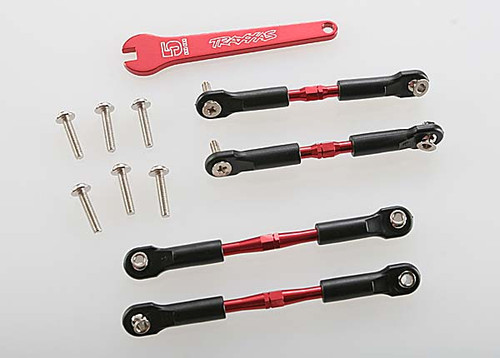 Turnbuckles, aluminum (red-anodized), camber links, front, 39mm (2), rear, 49mm