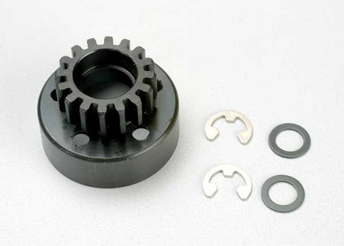 Clutch bell (16-tooth)/5x8x0.5mm fiber washer (2)/ 5mm e-clip (requires 5x11x4mm