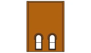 HO DPM 2-Story Wall Arched Lower 2-Windows